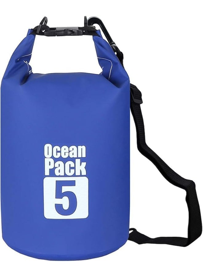 أوشن باك حقيبة الجافة المقاومة للماء للسفر والشاطئ والرياضات الخارجية، حقيبة متينة قابلة للطي مقاومة للماء للسباحة والتجديف والتخييم وركوب القوارب والمشي لمسافات طويلة، حقيبة تخزين معدات مانعة للتسرب (5 لترات) - Image 2
