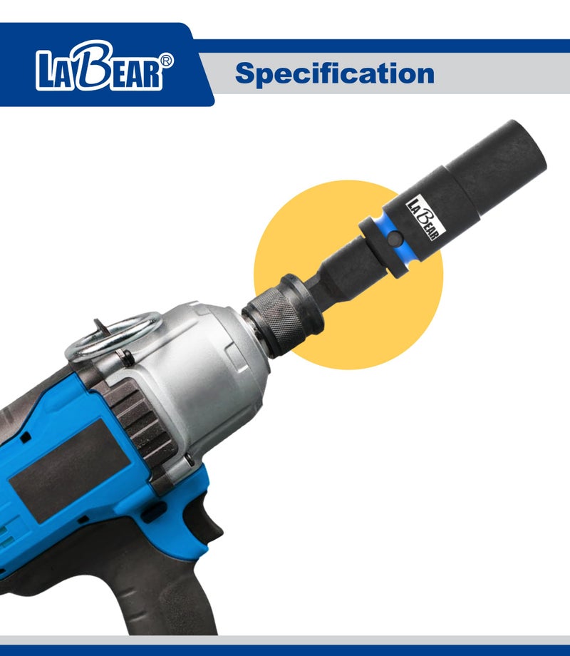 LABEAR- 7/16 hex to 1/2 impact adapter, 7/16 impact driver, 1/2-Inch male square, works with a 7/16-Inch impact driver - Image 4