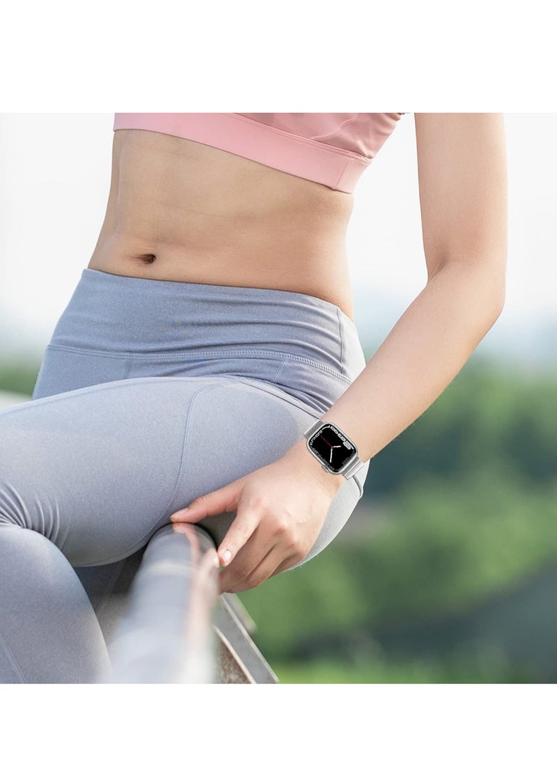 ELTRAZONE Magnetic Leather Loop Strap Watch Band for Apple Watch Ultra 49mm Series 8 45mm 44mm 42mm Leather Magnet Ultra Band Strap – White - Image 4