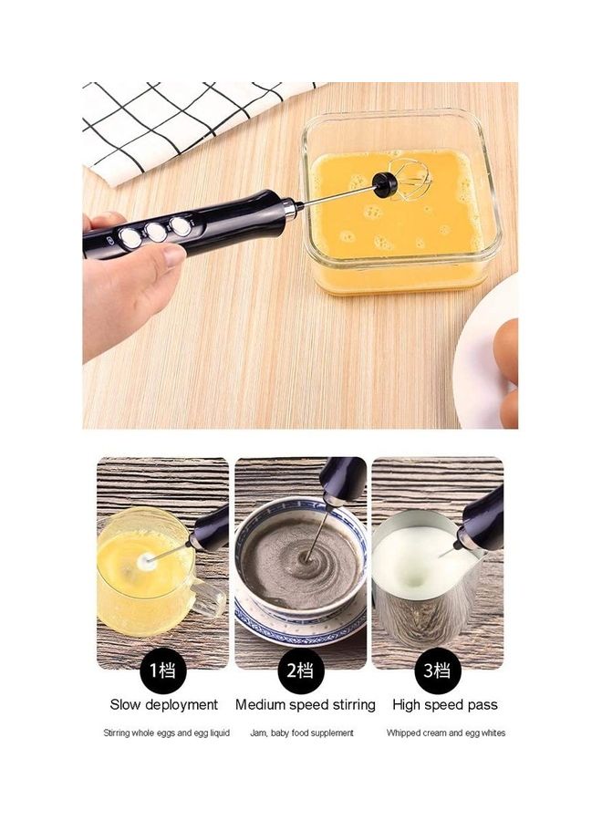 NIBEMINENT Electric Milk Foam Maker And Whisk Set Black/Silver - Image 4