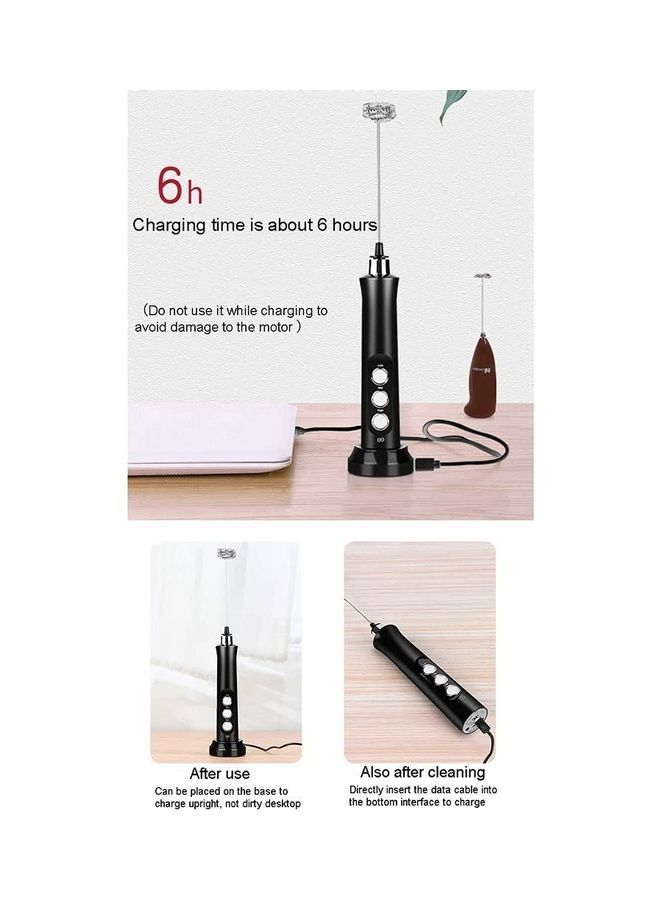 NIBEMINENT Electric Milk Foam Maker And Whisk Set Black/Silver - Image 5