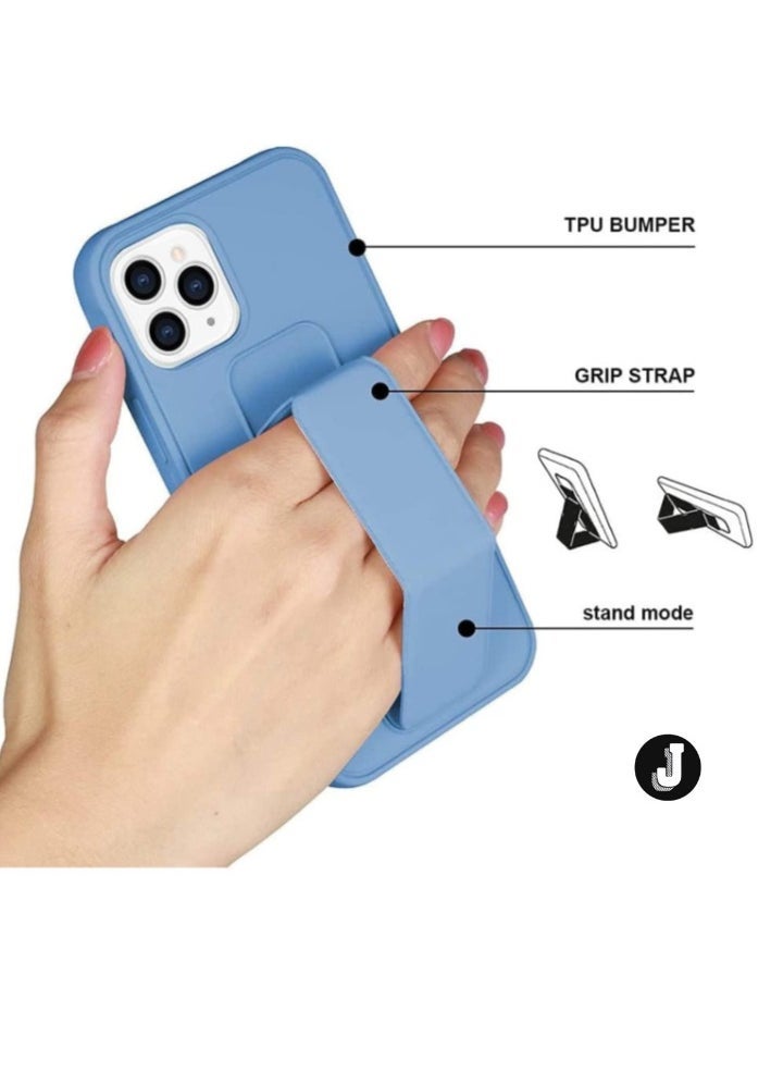 JAJEEK iPhone 16 Pro Sky Blue Magnetic Car Mount Kickstand Case – Premium Silicone with Vertical & Horizontal Hand Strap and Multi-Stand Functionality - Image 4