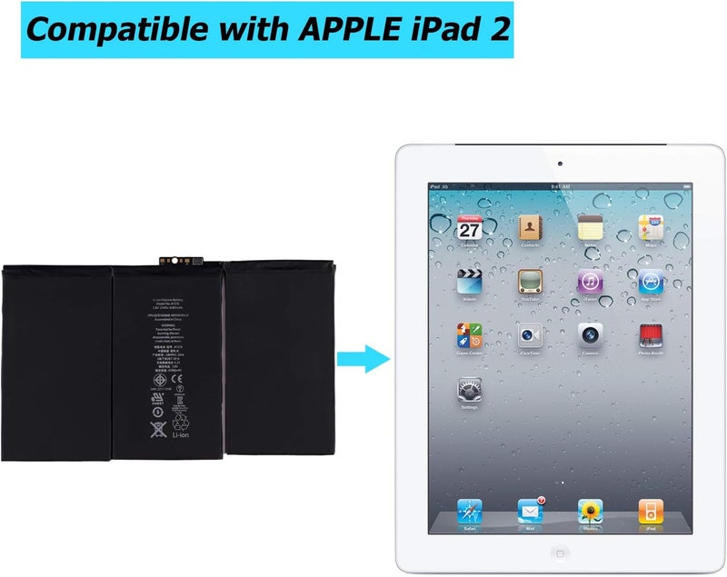 بطارية بديلة متوافقة Upplus A1376 لجهاز iPad 2 الجيل الثاني A1395، A1396، A1397 مع مجموعة الأدوات - Image 5