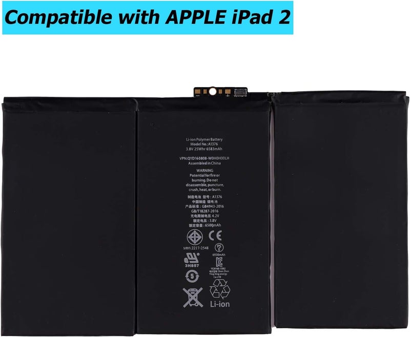 بطارية بديلة متوافقة Upplus A1376 لجهاز iPad 2 الجيل الثاني A1395، A1396، A1397 مع مجموعة الأدوات - Image 3