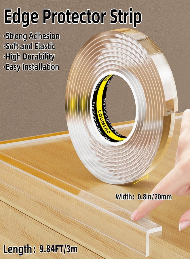 COUMENO Clear Edge Protector, 0.8" x 9.84FT, Safe Corner Protector, Anti-Sharp Edge Protector, for Furniture, Drawers, Tables, Cabinets - Image 2