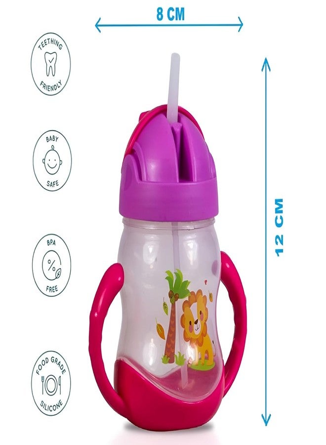 Cyrox أكواب شرب للأطفال حديثي الولادة من سيروكس كيدز، زجاجات مياه مقاومة للكسر، أكواب شرب للأطفال الصغار مع ماصة سيليكون ناعمة الطرف (قطعة واحدة) (A571) - Image 2