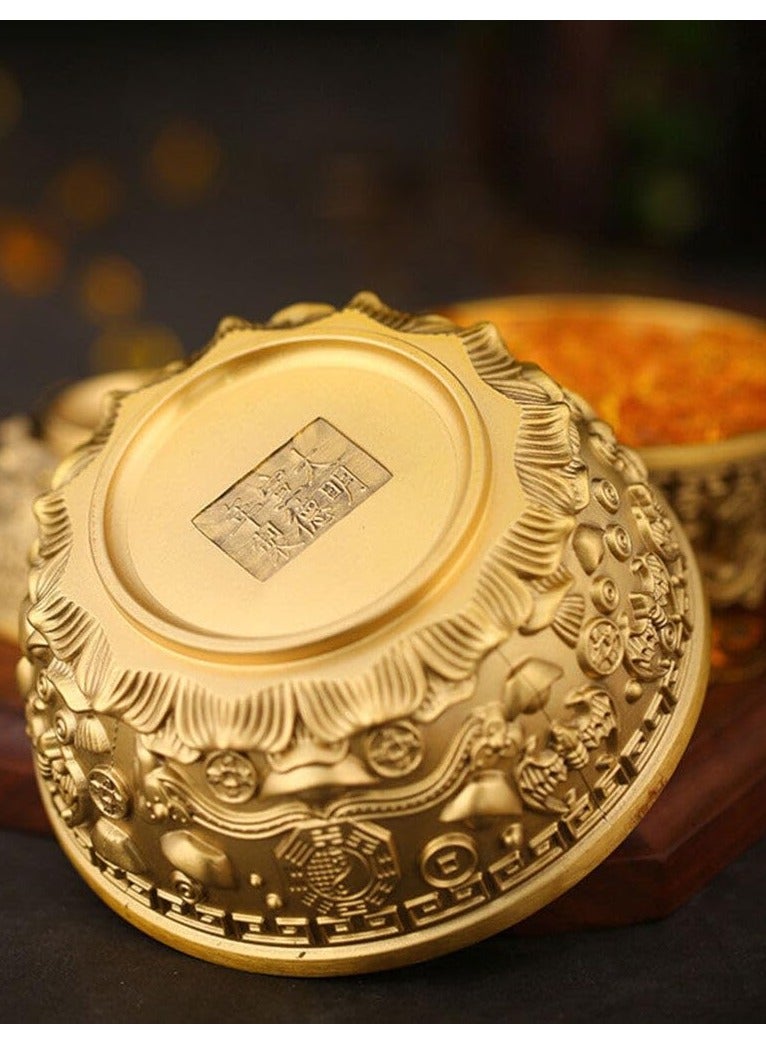 Excefore Brass Treasure Bowl, Gold Decor Home Decor Candy Bowl Treasure Basin Money Fortune Basin Treasure Bowl Chinese Fortune Bowl Desktop Decoration Home Supply Office Chinese Style Household Products - Image 4