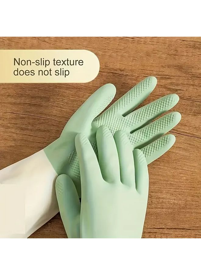 Heavy Duty Waterproof Latex Cleaning Gloves Green Non Slip Grip Dishwashing Household Chores - Image 5