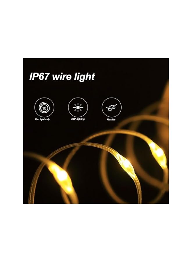 The Bros Camping String Lights, 2 in 1 USB Rechargeable Outdoor String Lights Quick Roll Up String Lights, Adjustable Brightness, Portable LED Tent Light for Hiking Christmas Decor, 32.81ft - Image 3