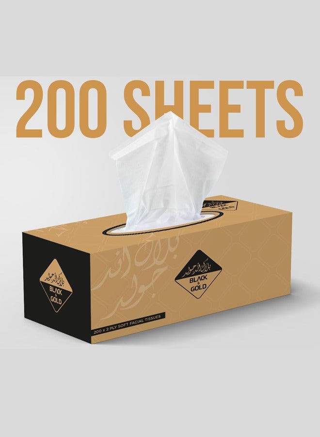 NICE Touch مناديل وجه 2 طبقة 2000 ورقة، 10 عبوات من 200 ورقة - صناديق سوداء وذهبية تحتوي على 2000 مناديل 2 طبقة مميزة - Image 2