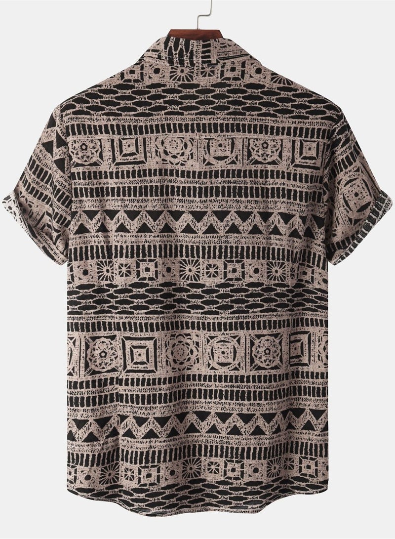 Ethnic style short-sleeved floral shirt summer new men's short-sleeved floral shirt men - Image 5