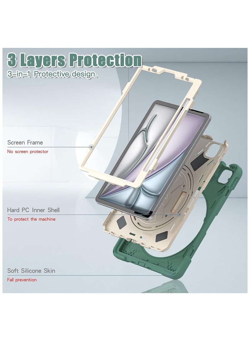 general Kids Case for iPad Air 13 inch M2 2024, Heavy Duty Rugged Durability Silicone Tablet Cover with 360掳 Rotating Hand Strap Hidden Stand & Shoulder Strap - Image 5