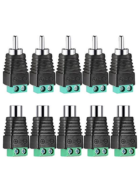 RCA Connector with A Screwdriver, Phono RCA Male and Female Plugs (5PCS Each) to AV Screw Terminal Audio/Video Connector Converter Adapter for CCTV Security Camera System