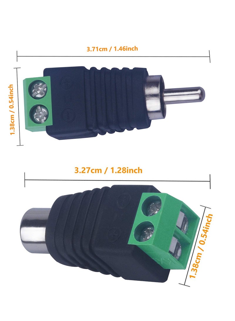 RCA Connector with A Screwdriver, Phono RCA Male and Female Plugs (5PCS Each) to AV Screw Terminal Audio/Video Connector Converter Adapter for CCTV Security Camera System