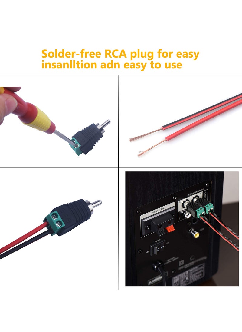 RCA Connector with A Screwdriver, Phono RCA Male and Female Plugs (5PCS Each) to AV Screw Terminal Audio/Video Connector Converter Adapter for CCTV Security Camera System