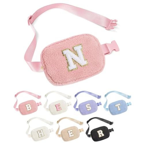 YOOLIFE Gifts for Girls Teen Kids, Birthday Gifts for 3 4 5 6 7 8 9 10 11 12 13 Year Old Girls Daughter Sister, Initial Crossbody Bag Belt Bag Fanny Pack, Pink N - Image 1