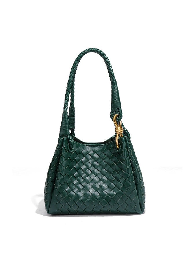 NIBEMINENT - Women's Hand-woven British Style Drop Umbrella Bag Summer Metal Cord Buckle Single Shoulder Crossbody Bag Basket Tote Bag - Image 1