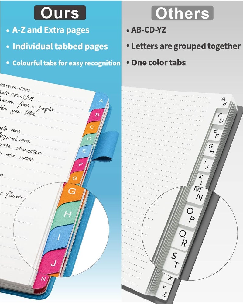 hi!SCI Small Password Keeper Book with Colorful Alphabetical Tabs, Hardcover Password Log-book for Internet Password and Website Address, 4.1"Ã—6.2" Password Notebook for Home Office (Blue) - Image 4