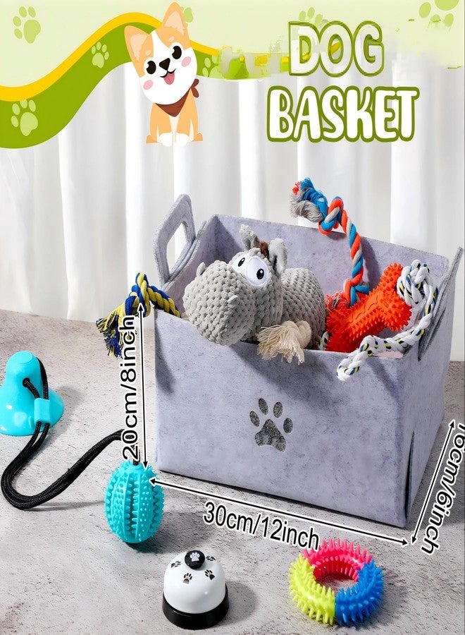 Zopeal New Puppy Gift Basket Dog Toy Pet Accessories Portable Travel Bowl, Grooming Brush, Squeaky Toy, Suction Cup Feeder, Chew Ropes, for Dog Birthday Gifts Puppy Necessities - Image 3
