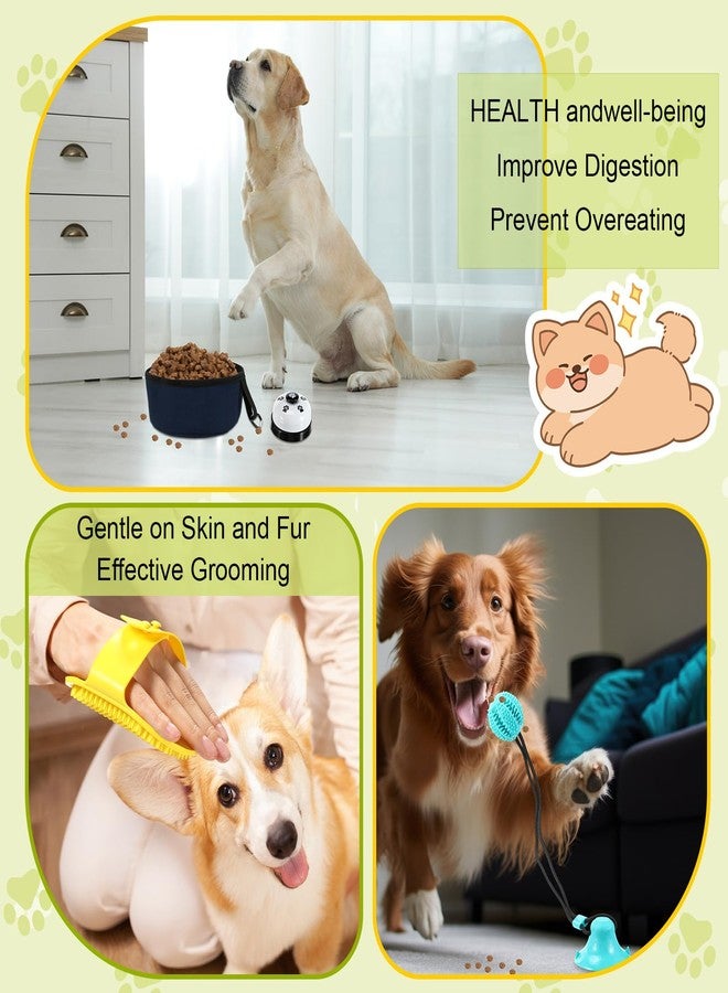 Zopeal New Puppy Gift Basket Dog Toy Pet Accessories Portable Travel Bowl, Grooming Brush, Squeaky Toy, Suction Cup Feeder, Chew Ropes, for Dog Birthday Gifts Puppy Necessities - Image 5