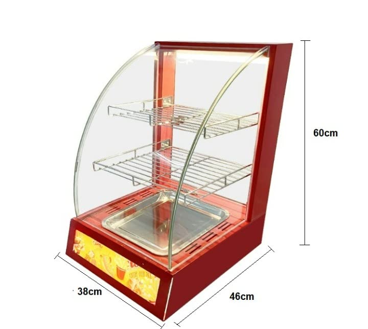 Shoppers Hub PNQ 2 Shelf based Single Food Warmer Showcase Heat Display Insulation Moisture Cabinet for Snacks and Other Food Items for Duty Use in CafesBakeriesShowcase Size 38x46x60cmColorRed  - Image 3