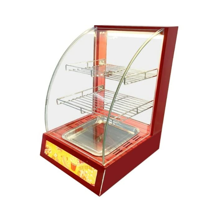 Shoppers Hub PNQ 2 Shelf based Single Food Warmer Showcase Heat Display Insulation Moisture Cabinet for Snacks and Other Food Items for Duty Use in CafesBakeriesShowcase Size 38x46x60cmColorRed  - Image 1