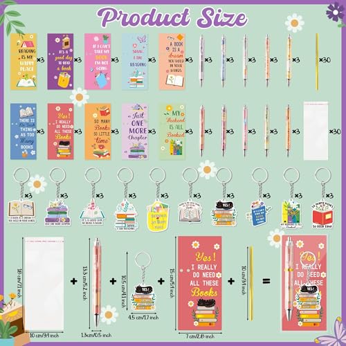 ANGOLIO Easter Spring Gift 230Pcs Book Lover Gifts for Women Inspirational Bookmarks Pens with Keychain Reading Accessories Bookish Gifts for Men Women Reader Office Librarian Club Birthday Supplies - Image 2