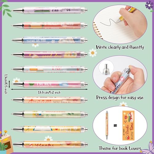 ANGOLIO Easter Spring Gift 230Pcs Book Lover Gifts for Women Inspirational Bookmarks Pens with Keychain Reading Accessories Bookish Gifts for Men Women Reader Office Librarian Club Birthday Supplies - Image 4