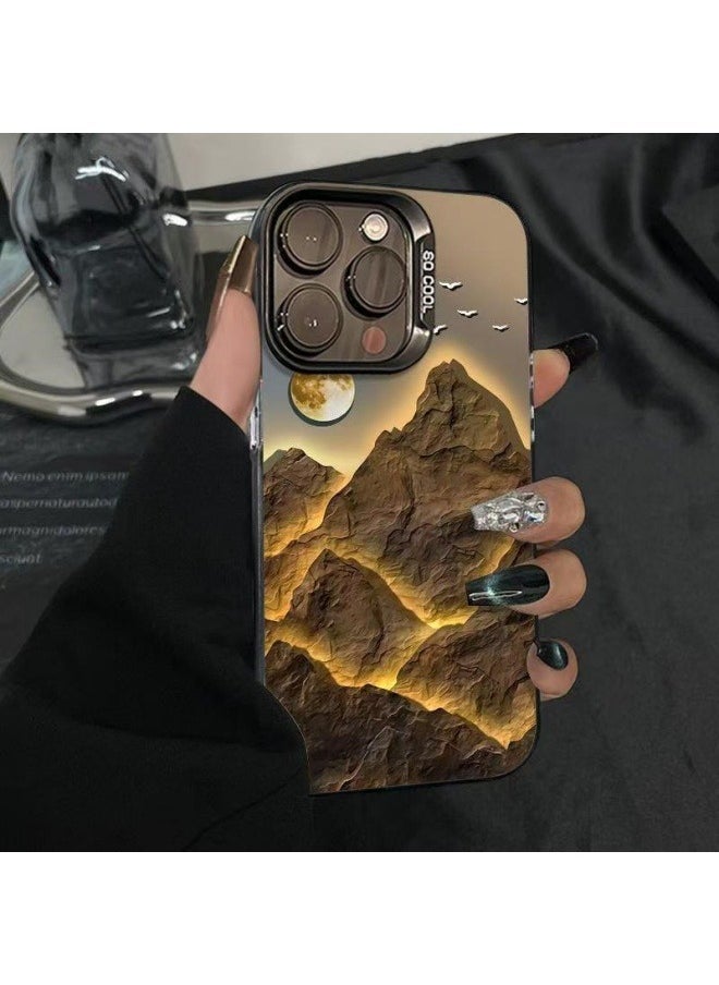 general Golden Mountain Peak is suitable for iPhone 15ProMax/15Pro mobile phone case frosted anti-fall mobile phone protective cover - Image 1
