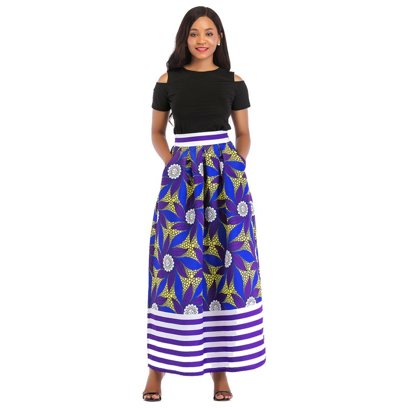 M405-0 Amazon independent station explosions classic rose printed skirt set multi-color multi-size a generation of hair 6# Stripe