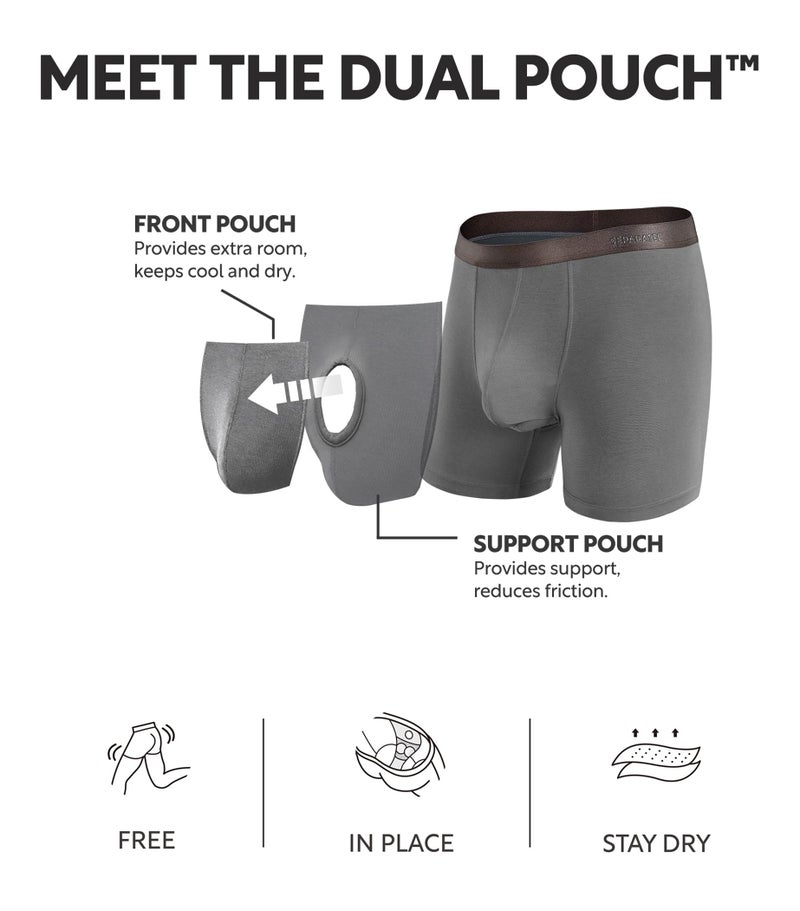 Separatec Mens Underwear with Pouch Moisture Wicking Rayon Made From Bamboo Underwear Men Breathable Boxer Briefs 3 or 6 Pack(XL, Dark Gray) - Image 2