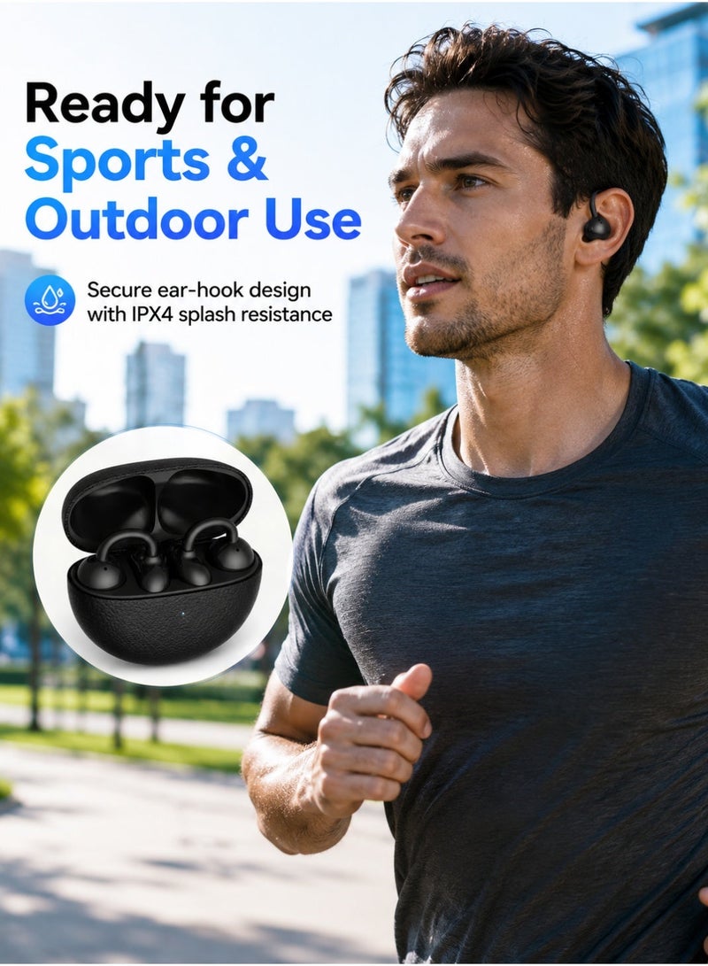 Starfire Open Ear Bluetooth Earphones Wireless Earbuds With Ear Hook, Touch Control, 10m Range, IPX4 Water Resistant, Rechargeable Charging Case, Black - Image 5