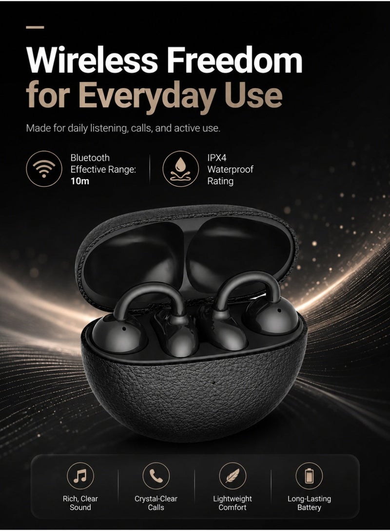 Starfire Open Ear Bluetooth Earphones Wireless Earbuds With Ear Hook, Touch Control, 10m Range, IPX4 Water Resistant, Rechargeable Charging Case, Black - Image 2