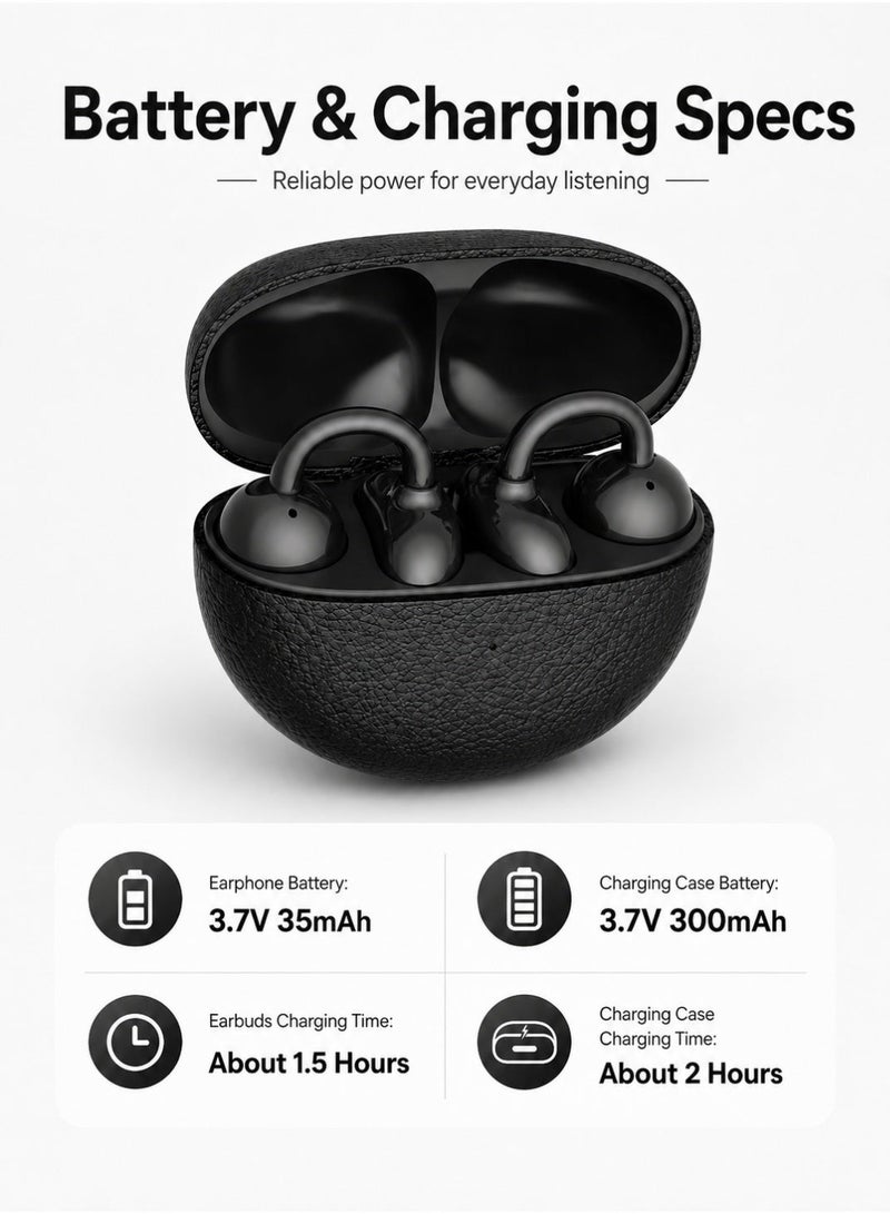 Starfire Open Ear Bluetooth Earphones Wireless Earbuds With Ear Hook, Touch Control, 10m Range, IPX4 Water Resistant, Rechargeable Charging Case, Black - Image 3