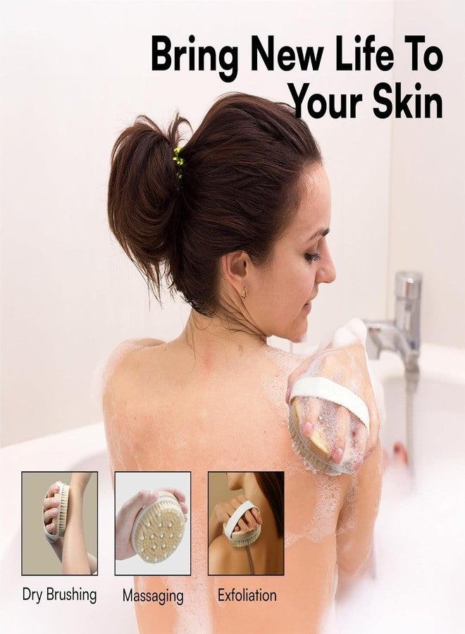Delzon فرشاة استحمام خشبية من ديلزون مزودة بعقد تدليك للتنظيف الجاف | فرشاة استحمام رطبة وجافة للسيلوليت والجهاز اللمفاوي، مناسبة لجميع أنواع البشرة - Image 5