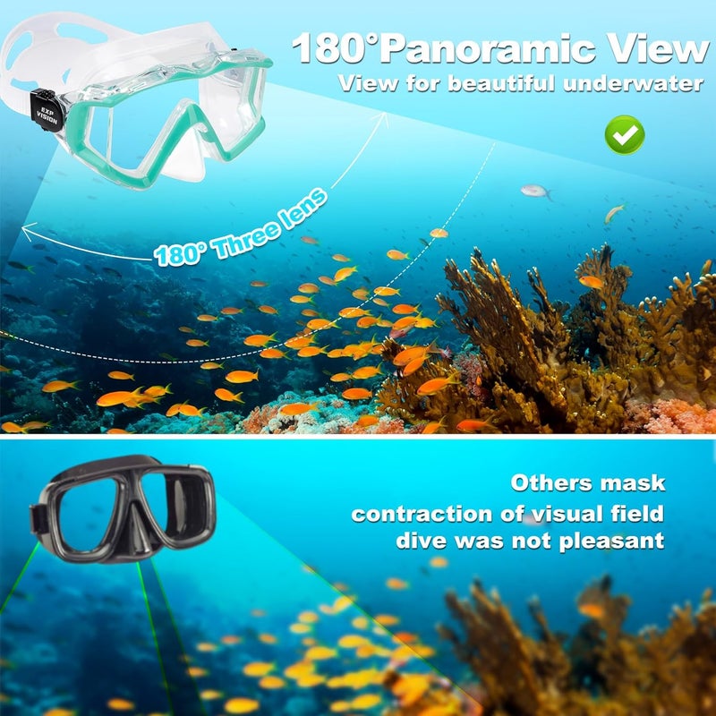 EXP VISION Schnorchelset Schnorchelausrstung fr Erwachsene, Professionelle Anti-Beschlag-Schnorchelmaske, Trockenschnorchel Tauchmaske fr Freitauchen,Schnorcheln,Schwimmen - Image 3