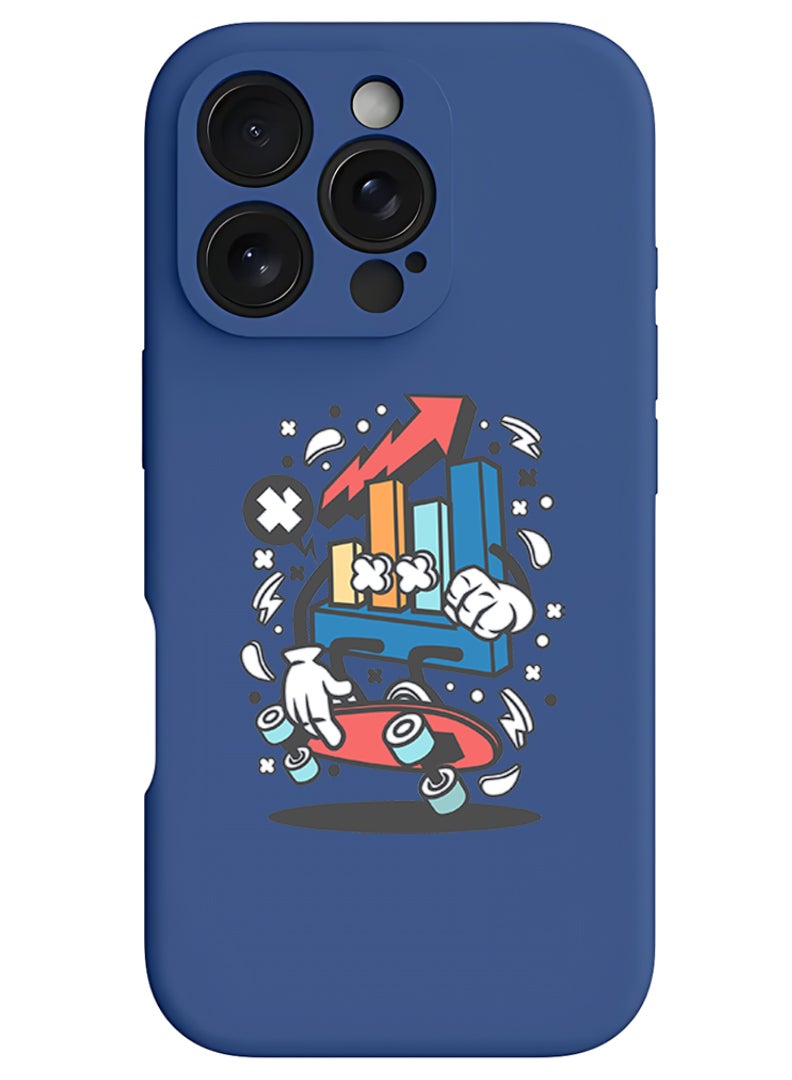 Theodor iPhone 16 Pro Blue Protective Slim Fit Case Liquid Silicone Cover with Full Body Protection Anti-Scratch Shockproof Case For iPhone - Stocks Market - Image 1