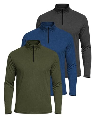 REALESSENTIALS Real Essentials 3 Pack: Men's Dry-Fit Active Quarter Zip Long Sleeve Athletic Performance Pullover (Available in Big & Tall) Set 6 XXL - Image 1
