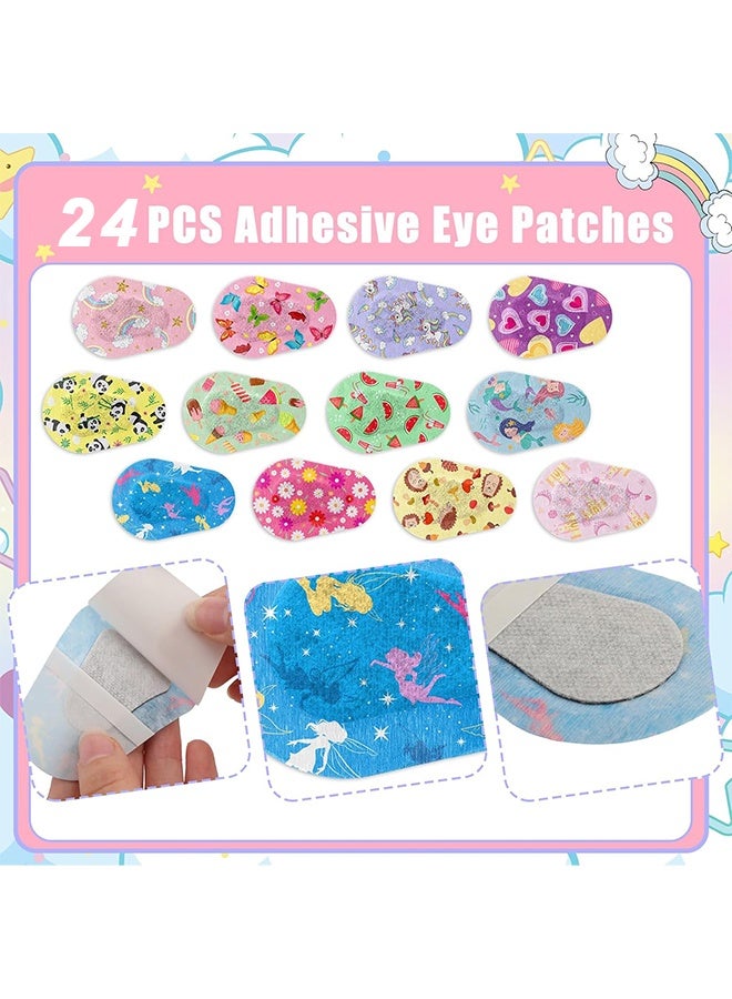 اتش اس 24 قطعة رقع لاصقة للعين للأطفال، ضمادات لاصقة خالية من اللاتكس، قطن قابل للتنفس لحجب الضوء، وسائد عينية قابلة للتصرف لعلاج الحول الكسلي، مناسبة لعيون الأطفال، مناسبة لكل من الأولاد والبنات، 12 تصميمًا - Image 3
