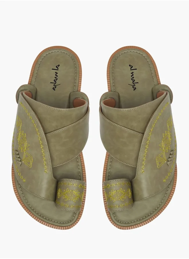 Al Waha Men Embroidered Slip-On Arabic Sandals