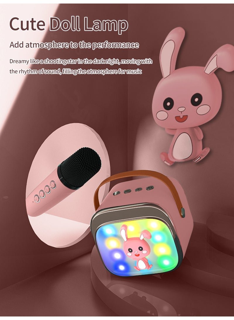 بيستيس  مكبر صوت بلوتوث محمول مع ميكروفونين لاسلكيين، نظام كاريوكي محمول، صوت HiFi بقوة 5 واط، أضواء ملونة - Image 5