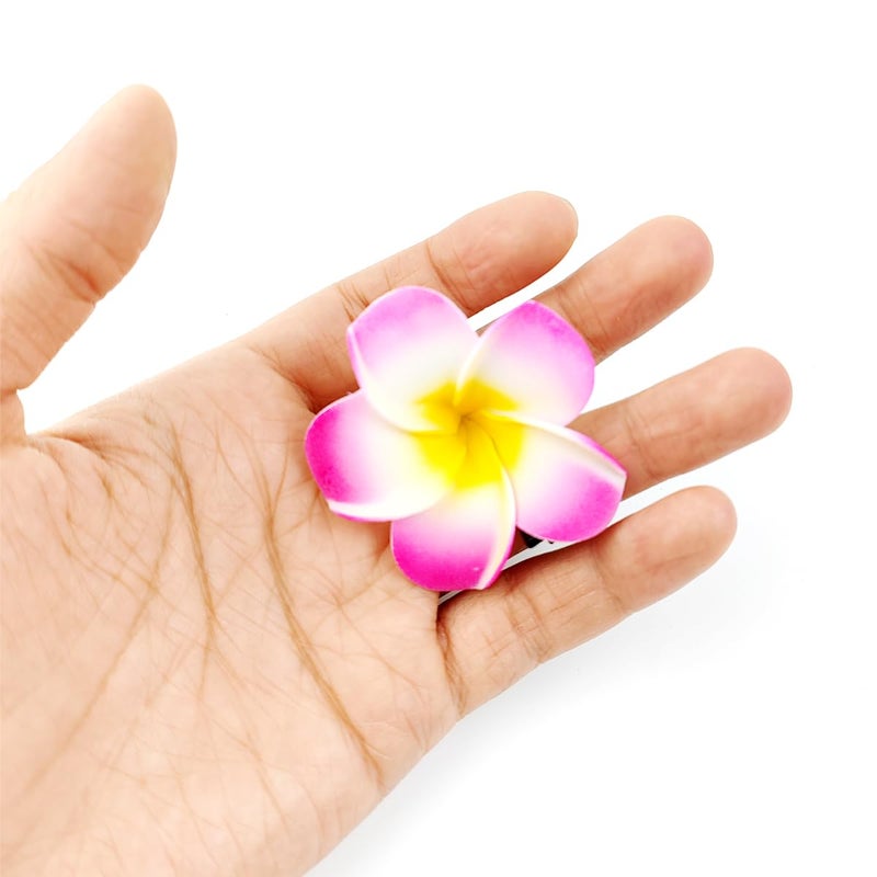 ROYHOO 40PCS Frangipani Artificial Foam Hair Clips for Bridal, Wedding, Luau, Beach, Tropical Party Decorations - Image 3