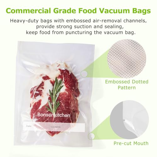 Bonsenkitchen Precut Vacuum Sealer Bags, 50 Pint 6" x 9" Food Sealer Bags, Food Grade, BPA Free, Heavy Duty, Customized Size Vacuum Bags for Vac Storage, Meal Prep or Sous Vide Cooking, VB10 - Image 5