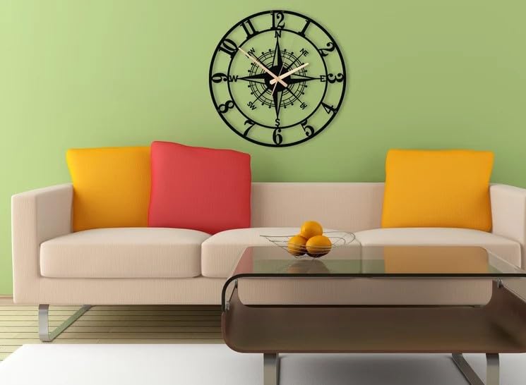 Nubilous Large World Map Wall Clock, Metal Minimalist Modern Clock, Round Silent Non-Ticking Battery Operated Wall Clocks for Living Room/Home/Kitchen/Bedroom/Office/School Decor (Black(ST-6), 40CM) - Image 2