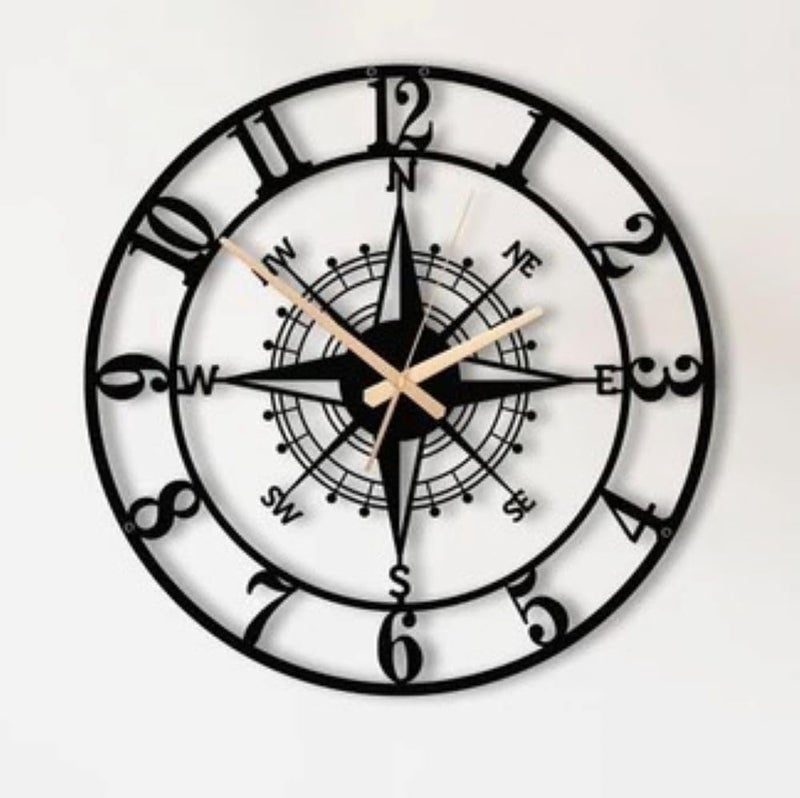 Nubilous Large World Map Wall Clock, Metal Minimalist Modern Clock, Round Silent Non-Ticking Battery Operated Wall Clocks for Living Room/Home/Kitchen/Bedroom/Office/School Decor (Black(ST-6), 40CM) - Image 1