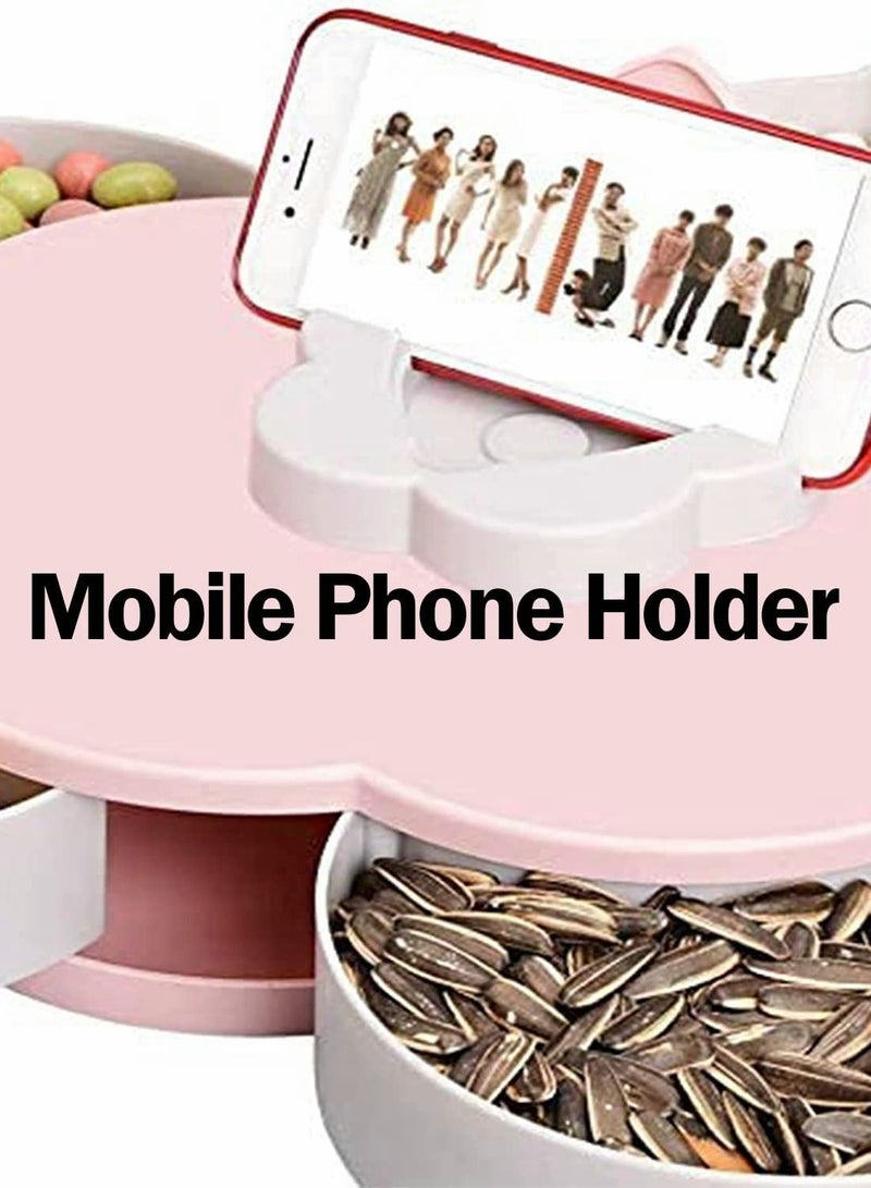 Excefore Candy Box Snack Dish Flower Type Rotating Dried Fruit Plate Plastic Snack Storage Tray Snacks Storage Tray for Home Wedding Party - Image 4