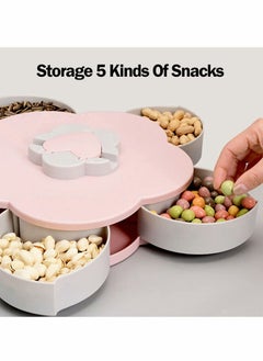 Excefore Candy Box Snack Dish Flower Type Rotating Dried Fruit Plate Plastic Snack Storage Tray Snacks Storage Tray for Home Wedding Party  - Image 3