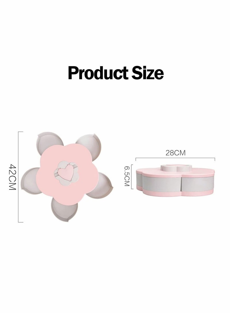 Excefore Candy Box Snack Dish Flower Type Rotating Dried Fruit Plate Plastic Snack Storage Tray Snacks Storage Tray for Home Wedding Party - Image 5