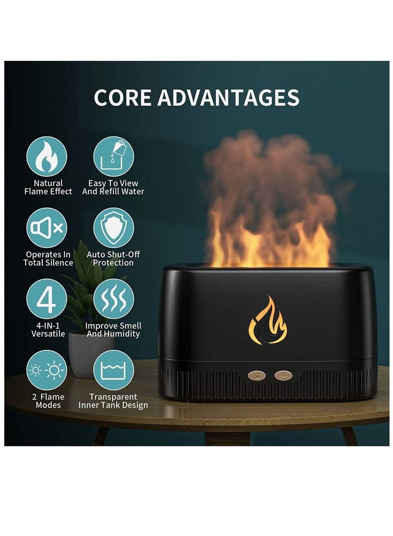 DIFFUL Humidifier Flame Aroma Diffuser Aromatherapy Light Mist Atomizer Auto-Off Protection For Spa Home Yoga Office Black - Image 2