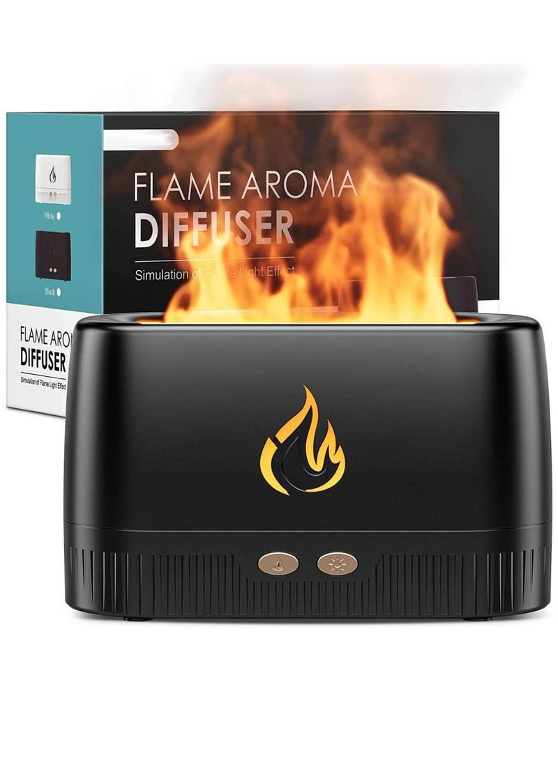 DIFFUL Humidifier Flame Aroma Diffuser Aromatherapy Light Mist Atomizer Auto-Off Protection For Spa Home Yoga Office Black - Image 1